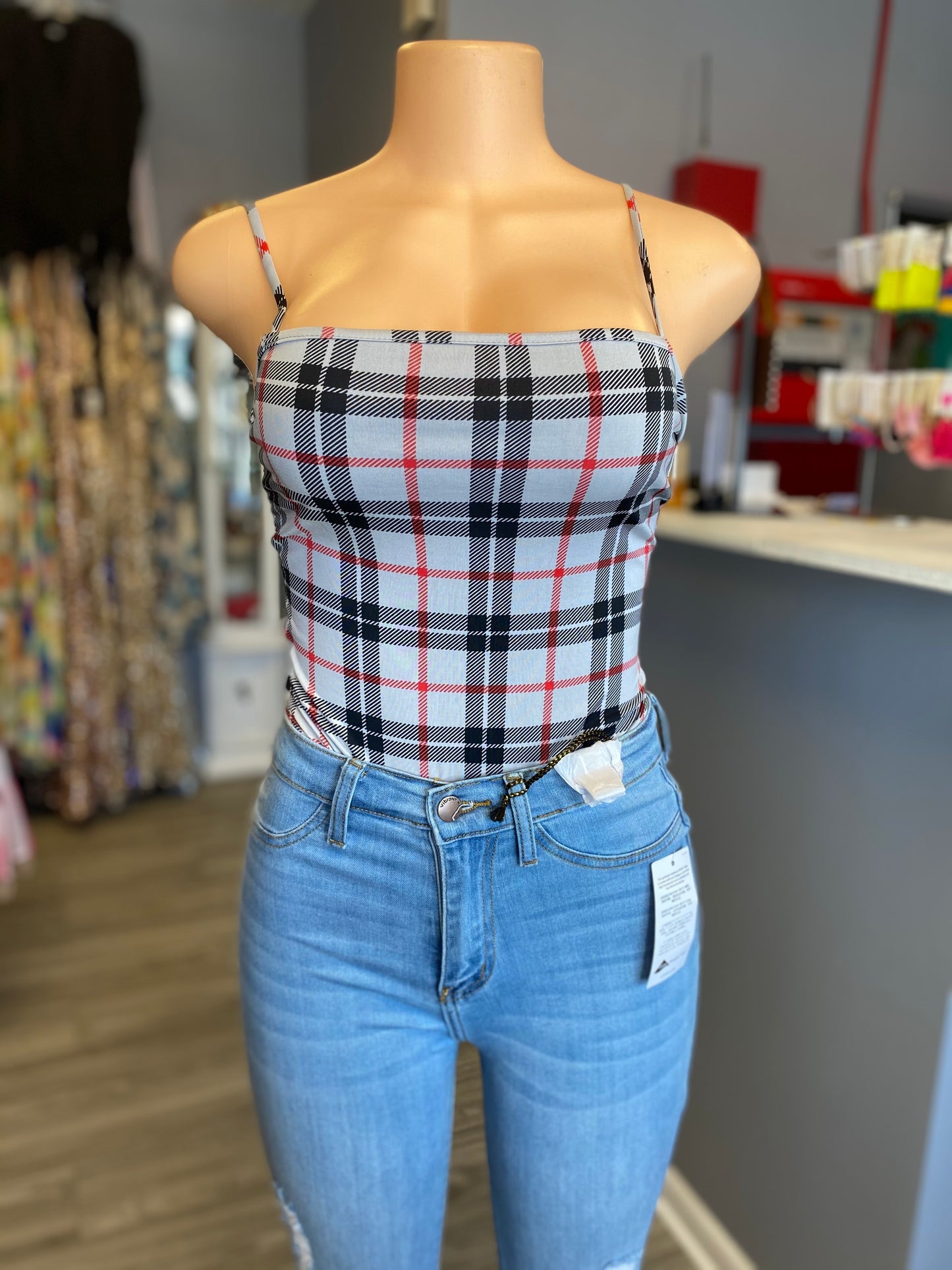 Don't Get Plaid Bodysuit (Gray)
