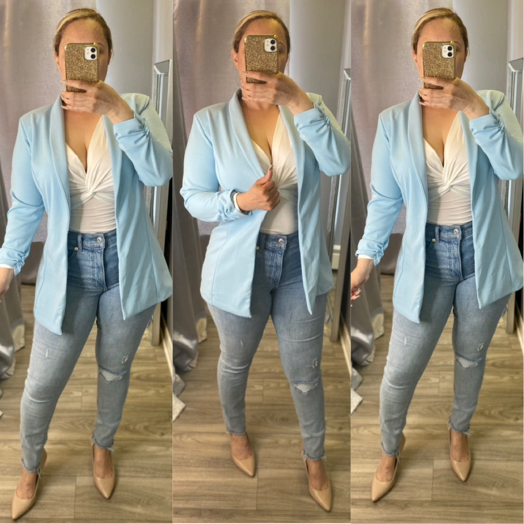 Julian Boyfriend Blazer (Baby Blue)