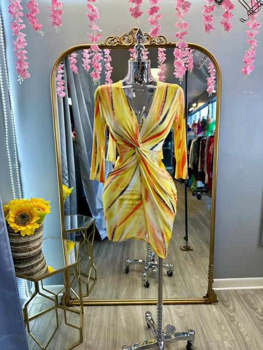 Cross Over Dress (Yellow-Orange)