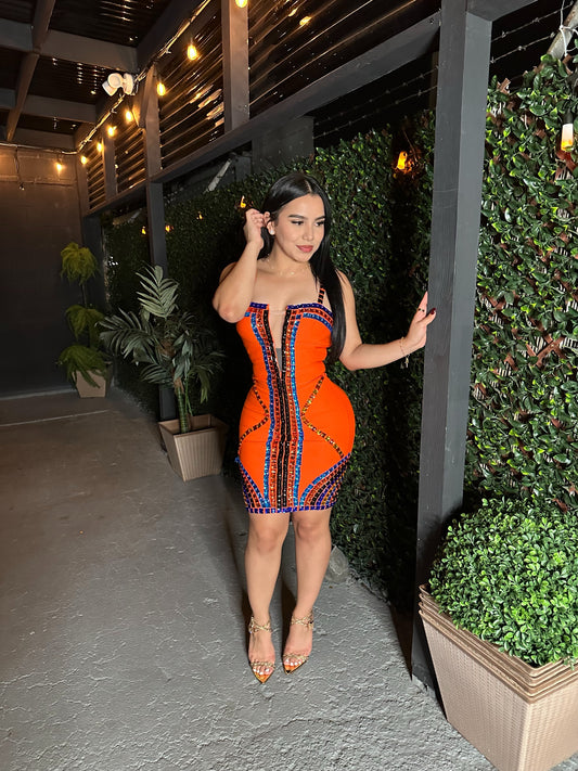 Venchy Bandage Dress (Orange)