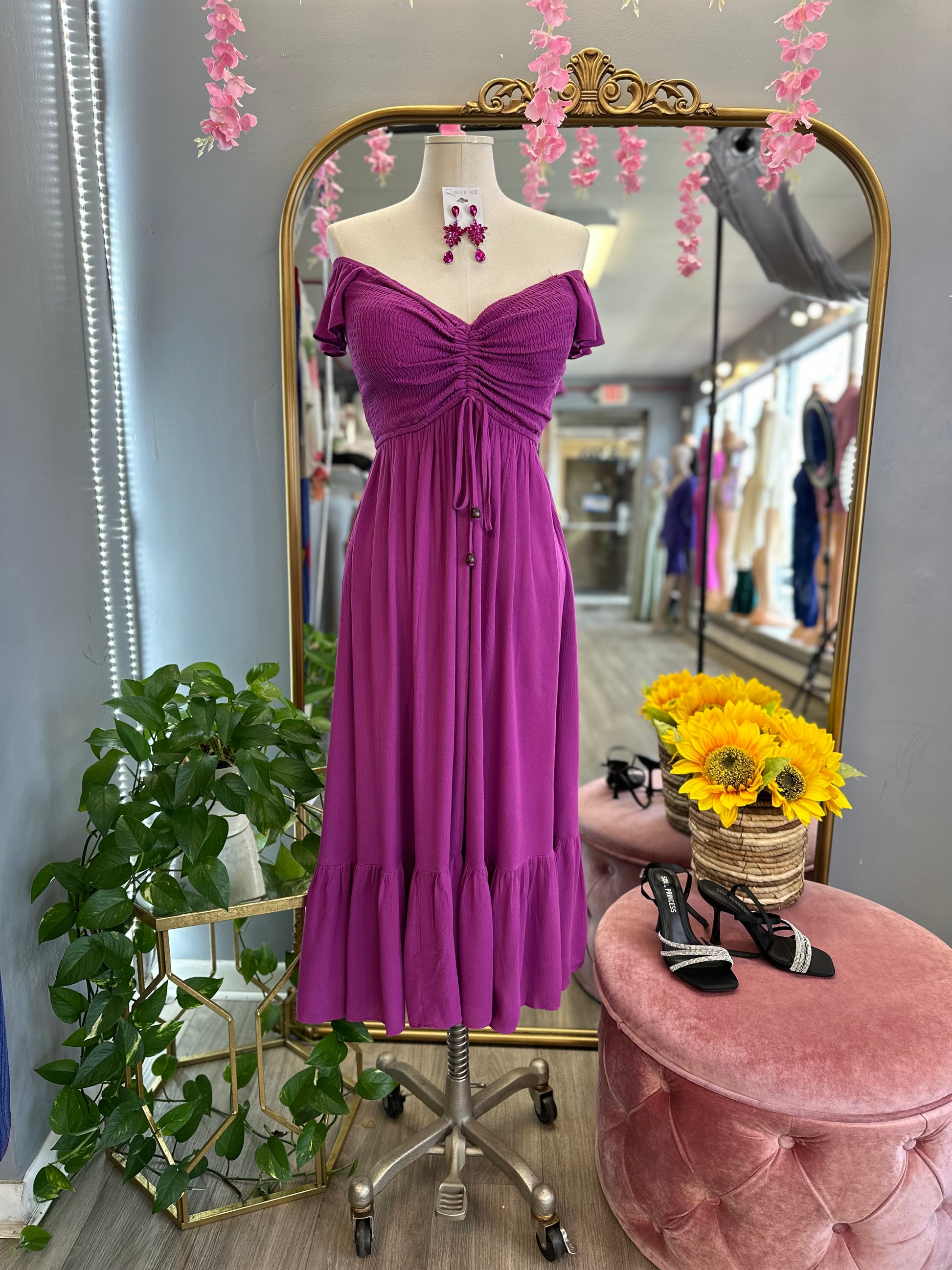 Orchid Smock Linen Dress Small Orchid Smock Linen Dress Small