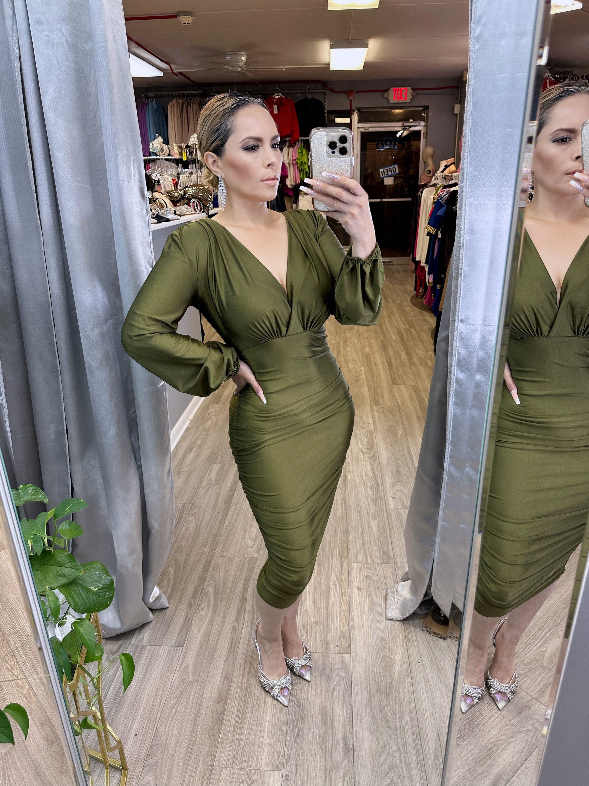 Keily Dress (Olive Green) Bellisima Fashion Boutique Keily Dress (Olive Green) Bellisima Fashion Boutique