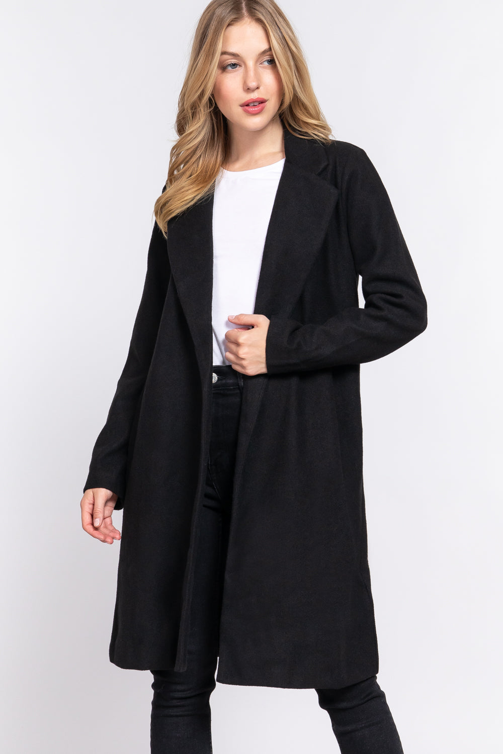 Black open 2025 front coat