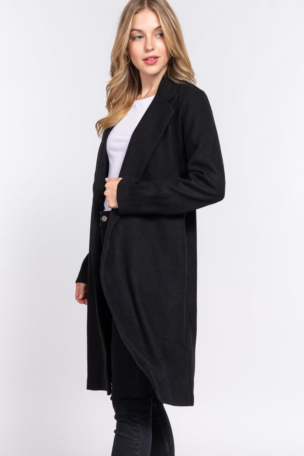 Black open 2025 front coat