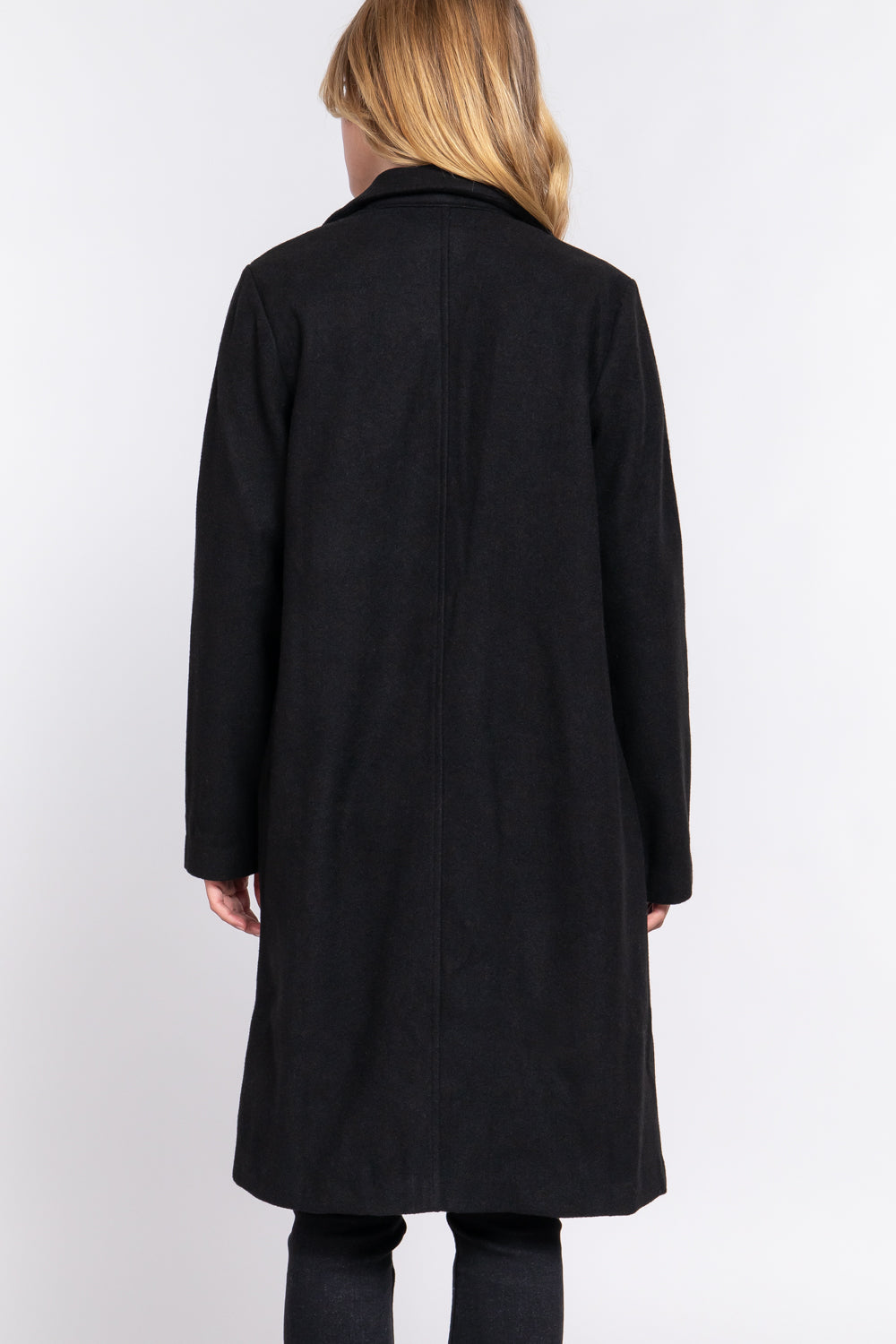 Black open shop front coat