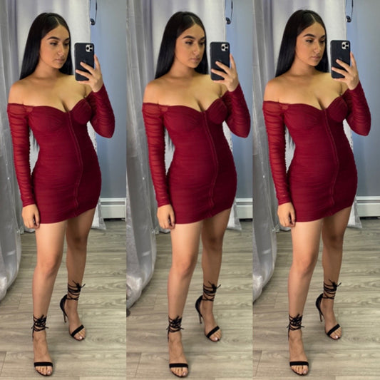 Anabella Dress (Burgundy)