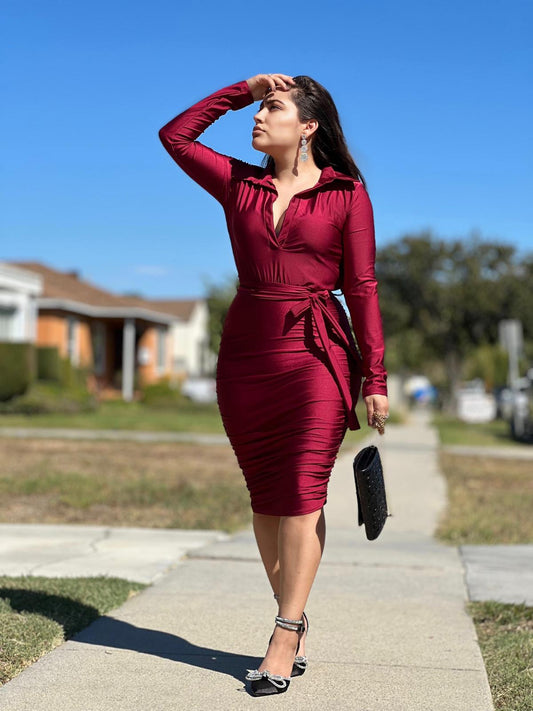 Valeria Dress (Burgundy)