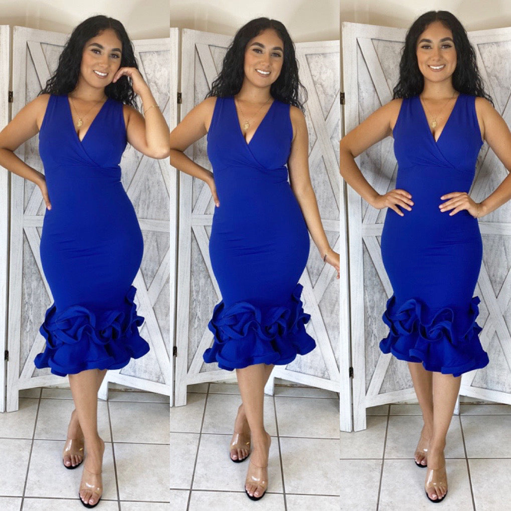 The Affair Ruffle Dress (Royal)