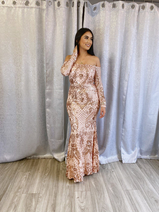 Elizabeth Gala Dress (Rose Gold)