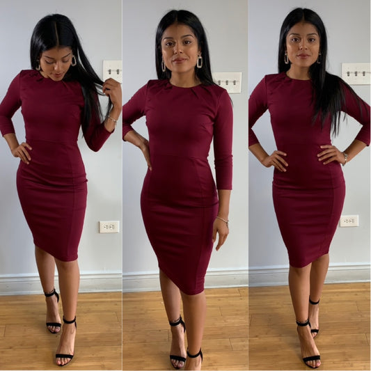 Executive Couture Dress - Burgundy